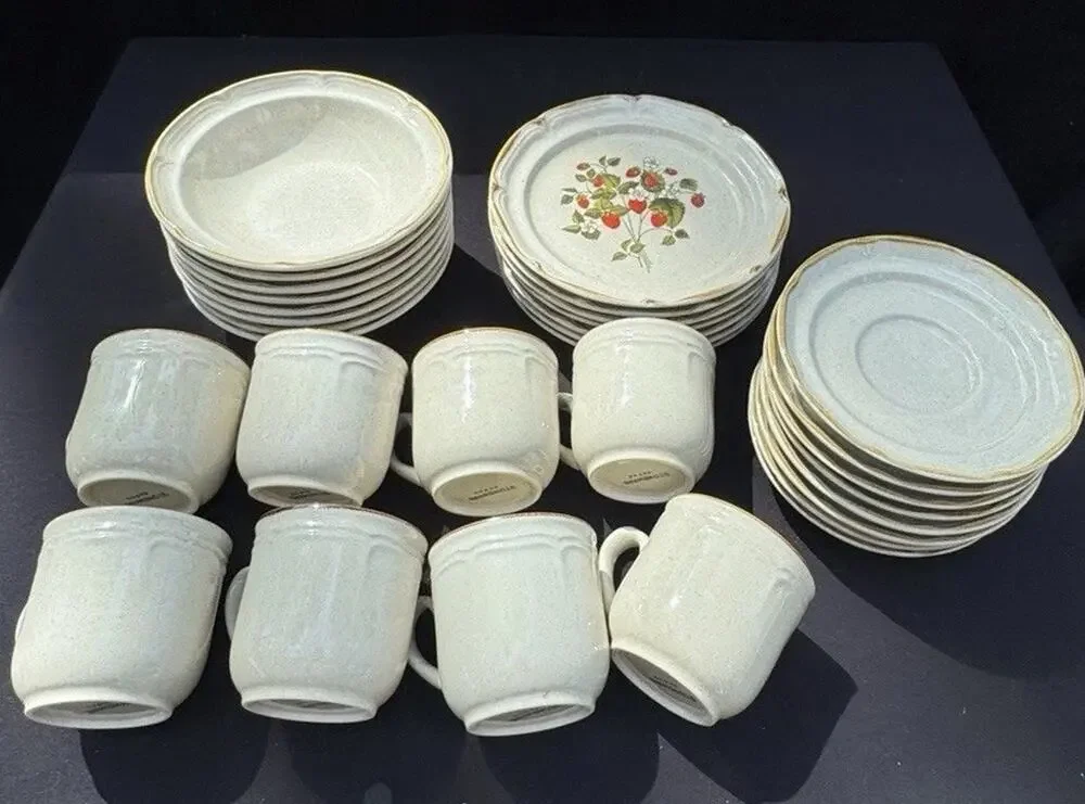 Vintage 1960’s Endura Collection LA FRAISE Strawberries Plate Bowl Saucer & Mugs